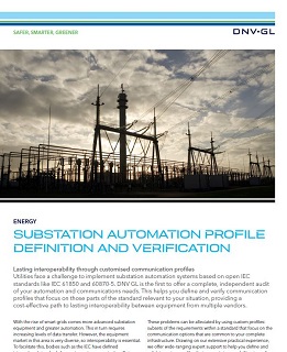 Substation automation profile definition and verification 