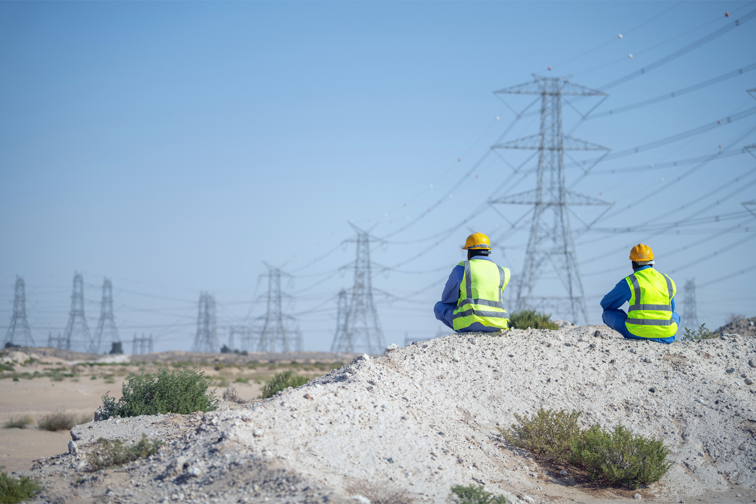 Surveyors on solar plant