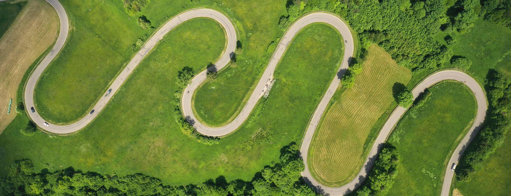 A winding road viewed from above