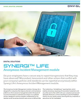 Synergi Life Anonymous Incident Management flier